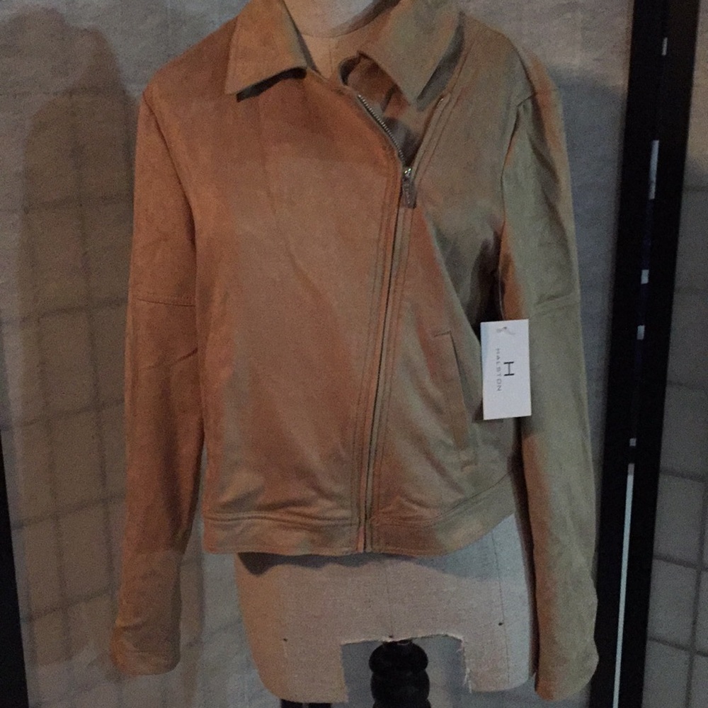 Halston faux suede tan jacket